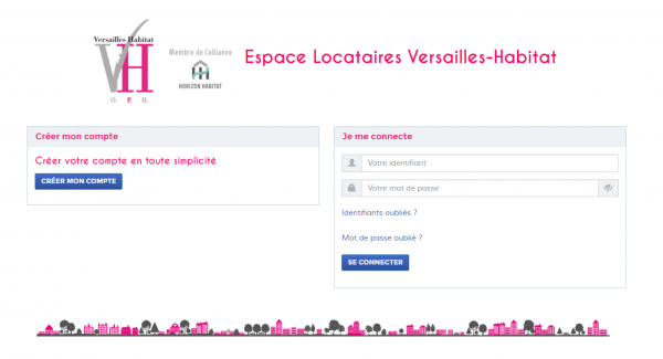 Page d'accueil de l'extranet locataire de Versailles Habitat